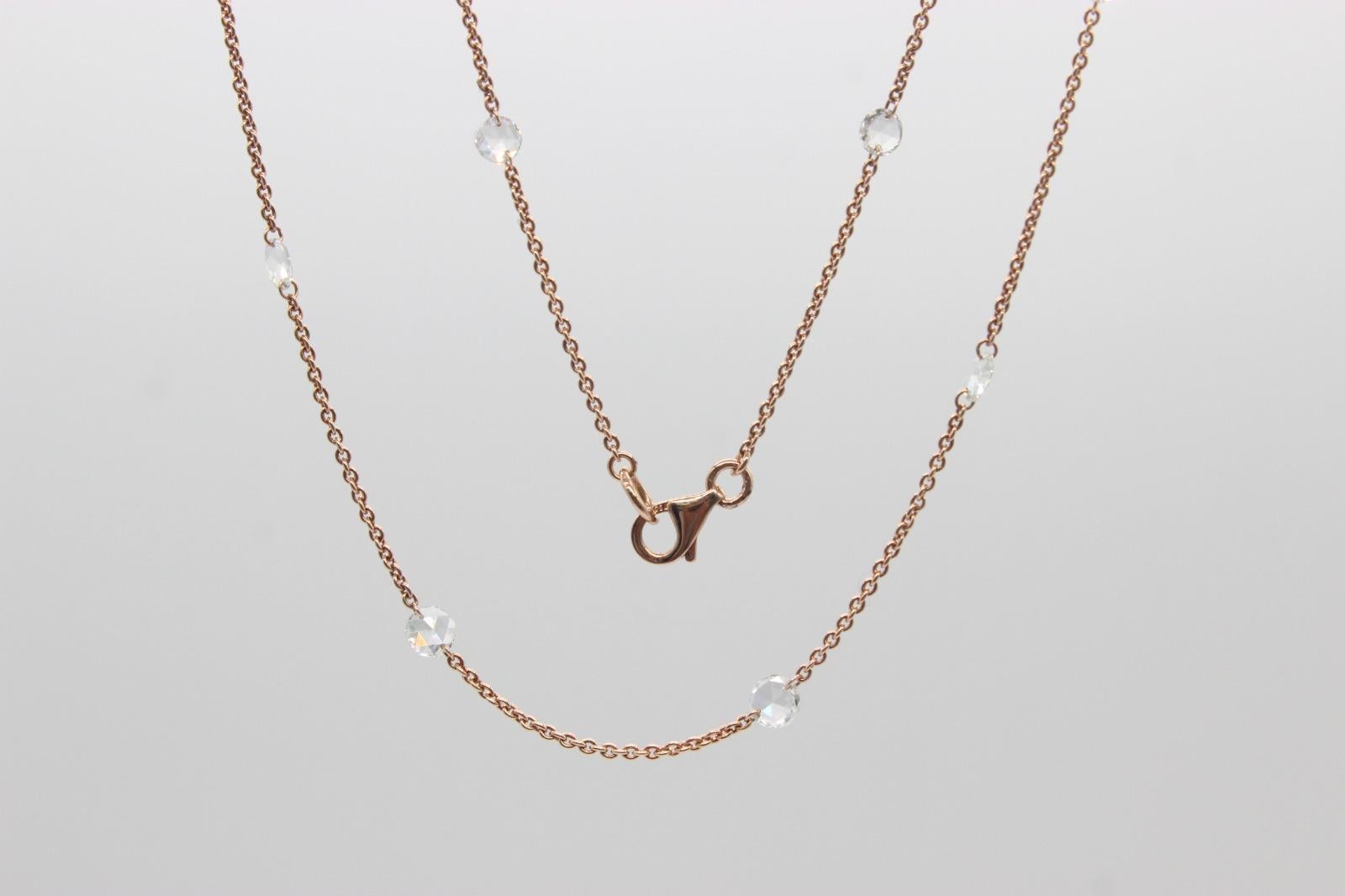 PANIM 1 Carat Rosecut Diamond Circles Necklace in 18 Karat Rose Gold For Sale 8
