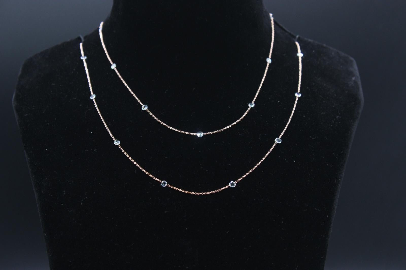 PANIM 1 Carat Rosecut Diamond Circles Necklace in 18 Karat Rose Gold For Sale 10