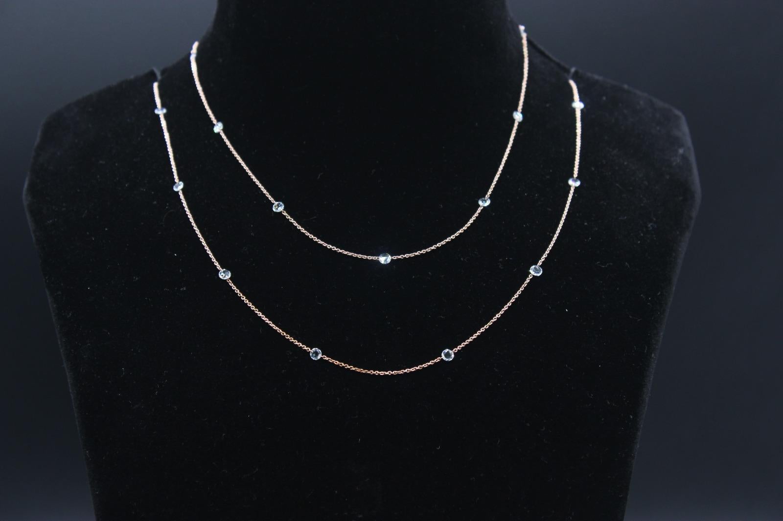 PANIM 1 Carat Rosecut Diamond Circles Necklace in 18 Karat Rose Gold For Sale 11