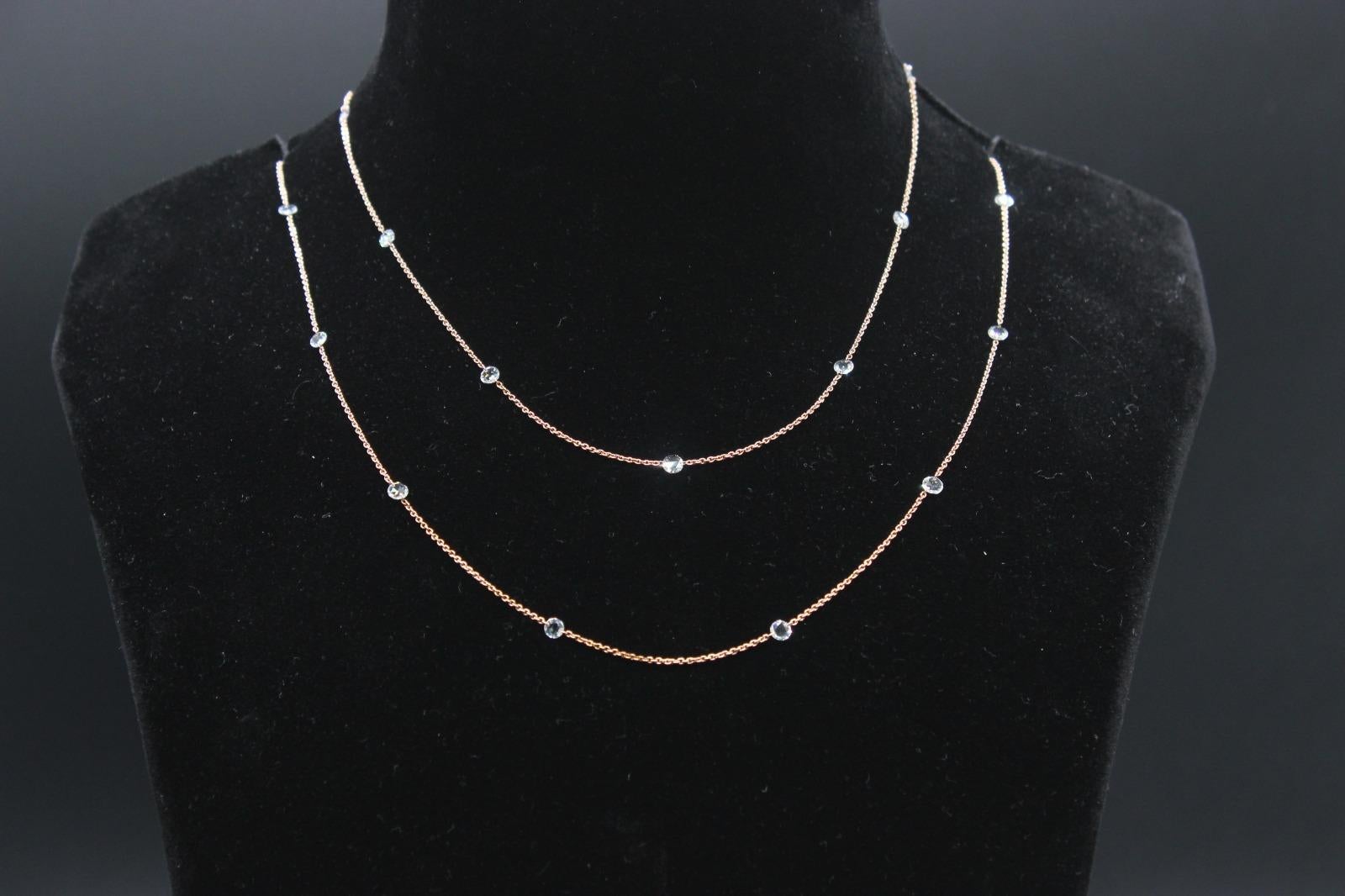 PANIM 1 Carat Rosecut Diamond Circles Necklace in 18 Karat Rose Gold For Sale 12