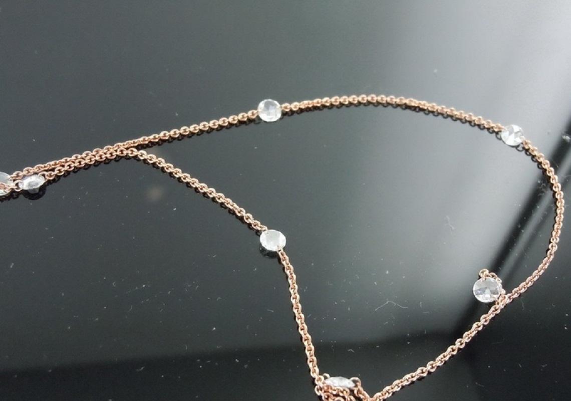 Women's PANIM 1 Carat Rosecut Diamond Circles Necklace in 18 Karat Rose Gold For Sale