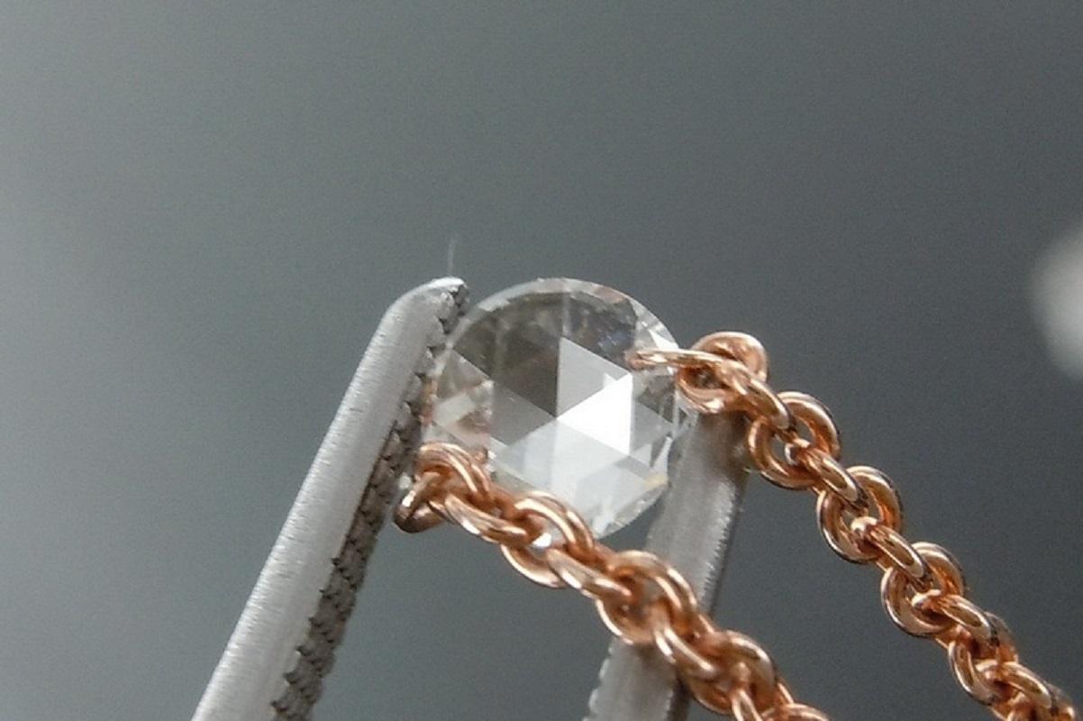 PANIM 1 Carat Rosecut Diamond Circles Necklace in 18 Karat Rose Gold For Sale 1