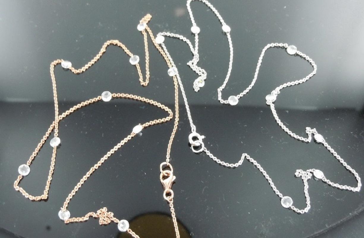 Modern PANIM 1 Carat Rosecut Diamond Circles Necklace in 18 Karat Rose Gold For Sale
