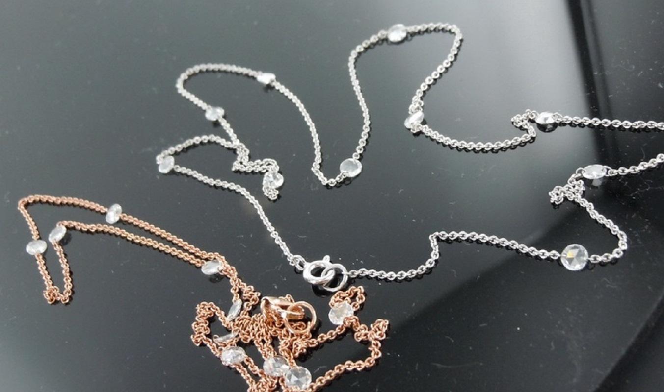 Rose Cut PANIM 1 Carat Rosecut Diamond Circles Necklace in 18 Karat Rose Gold For Sale