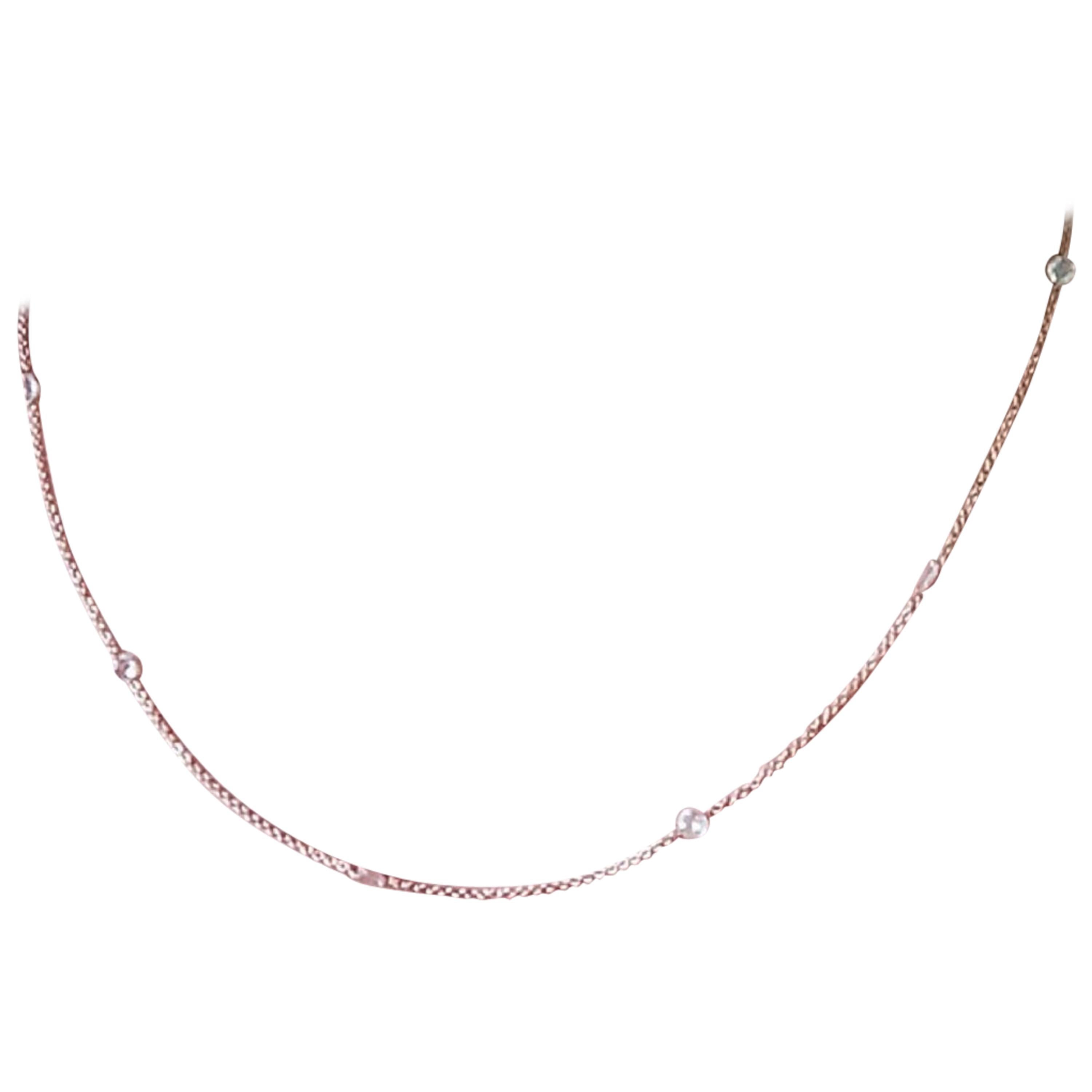 PANIM 1 Carat Rosecut Diamond Circles Necklace in 18 Karat Rose Gold For Sale
