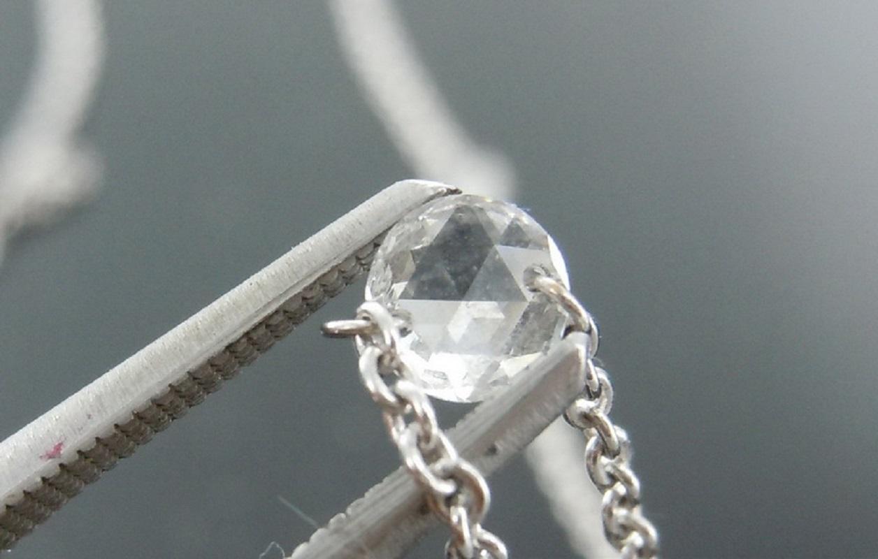 PANIM 1 Carat Rosecut Diamond Circles Necklace in 18 Karat White Gold 3