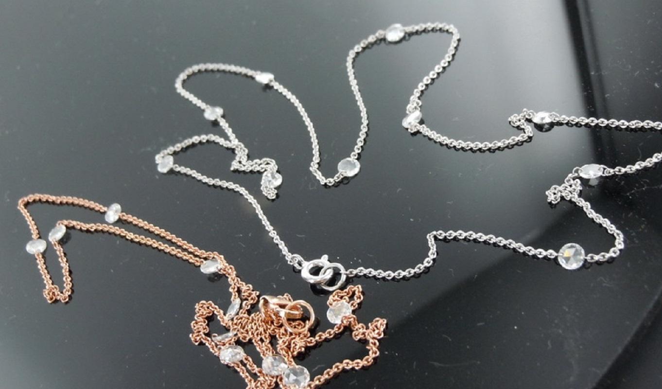 PANIM 1 Carat Rosecut Diamond Circles Necklace in 18 Karat White Gold 6
