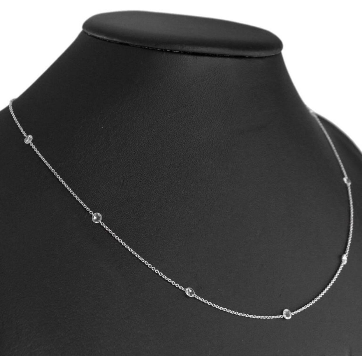 Modern PANIM 1 Carat Rosecut Diamond Circles Necklace in 18 Karat White Gold