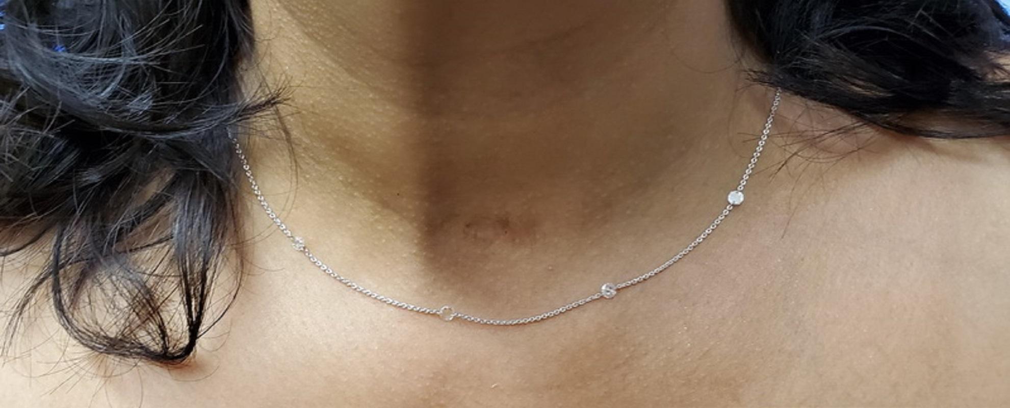 PANIM 1 Carat Rosecut Diamond Circles Necklace in 18 Karat White Gold 1