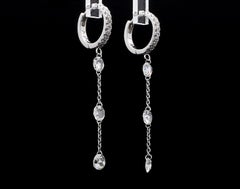 Boucles d'oreilles pendantes Rosecut en or blanc 18 carats et diamant blanc 1 carat PANIM