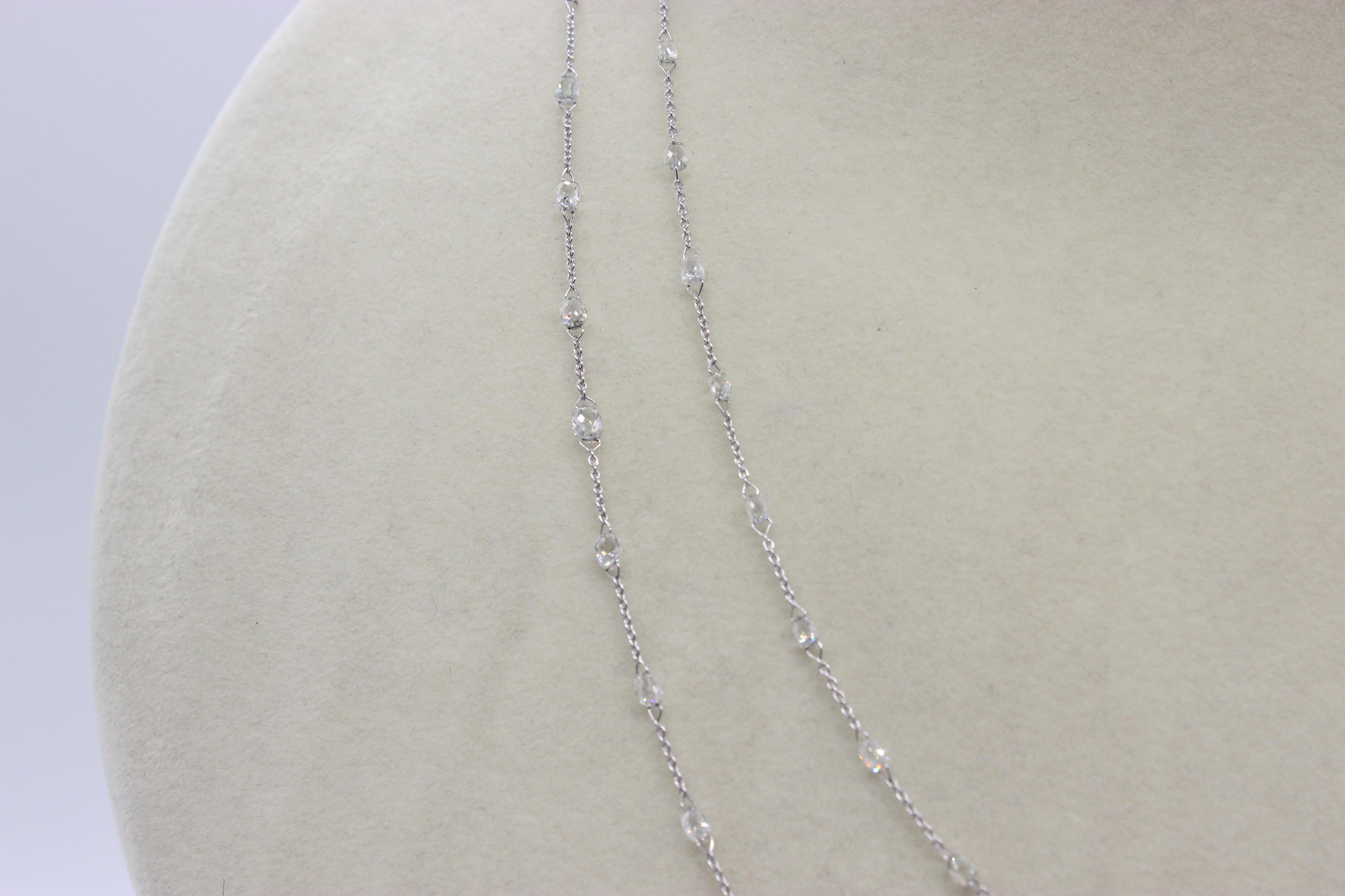PANIM  10 Carat Diamond Briolette 18 Karat White Gold Necklace For Sale 3