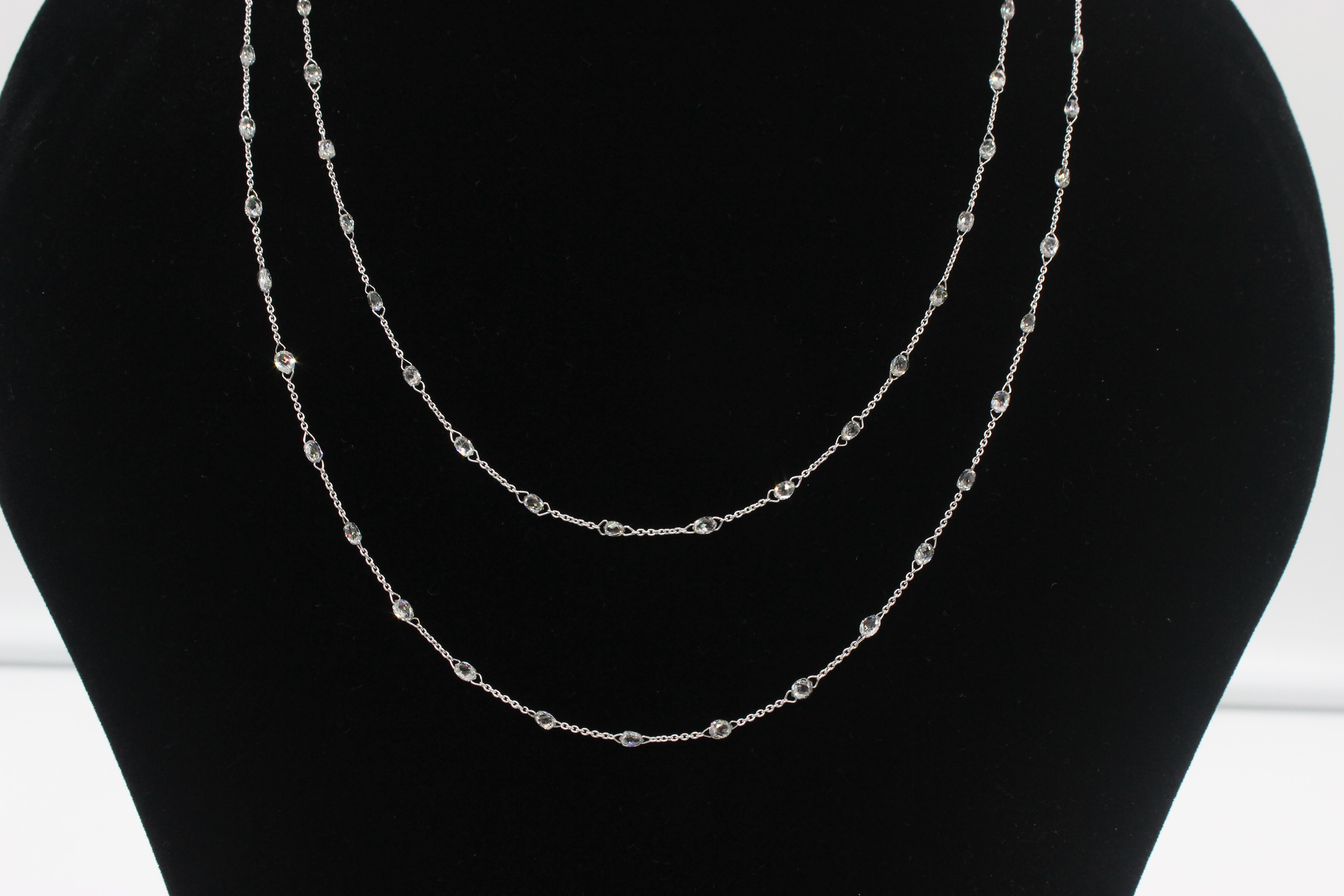PANIM  10 Carat Diamond Briolette 18 Karat White Gold Necklace For Sale 4
