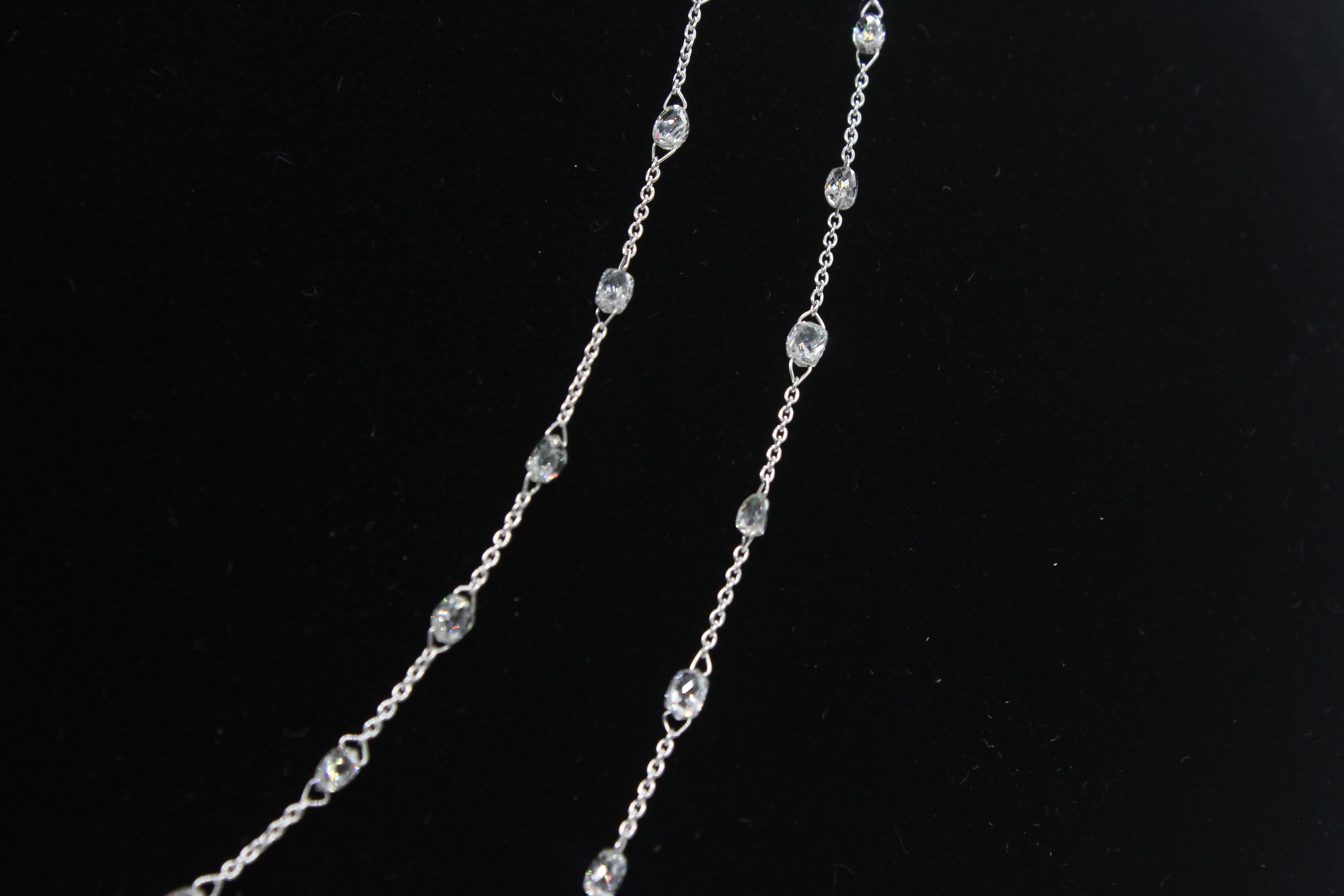 PANIM  10 Carat Diamond Briolette 18 Karat White Gold Necklace For Sale 5