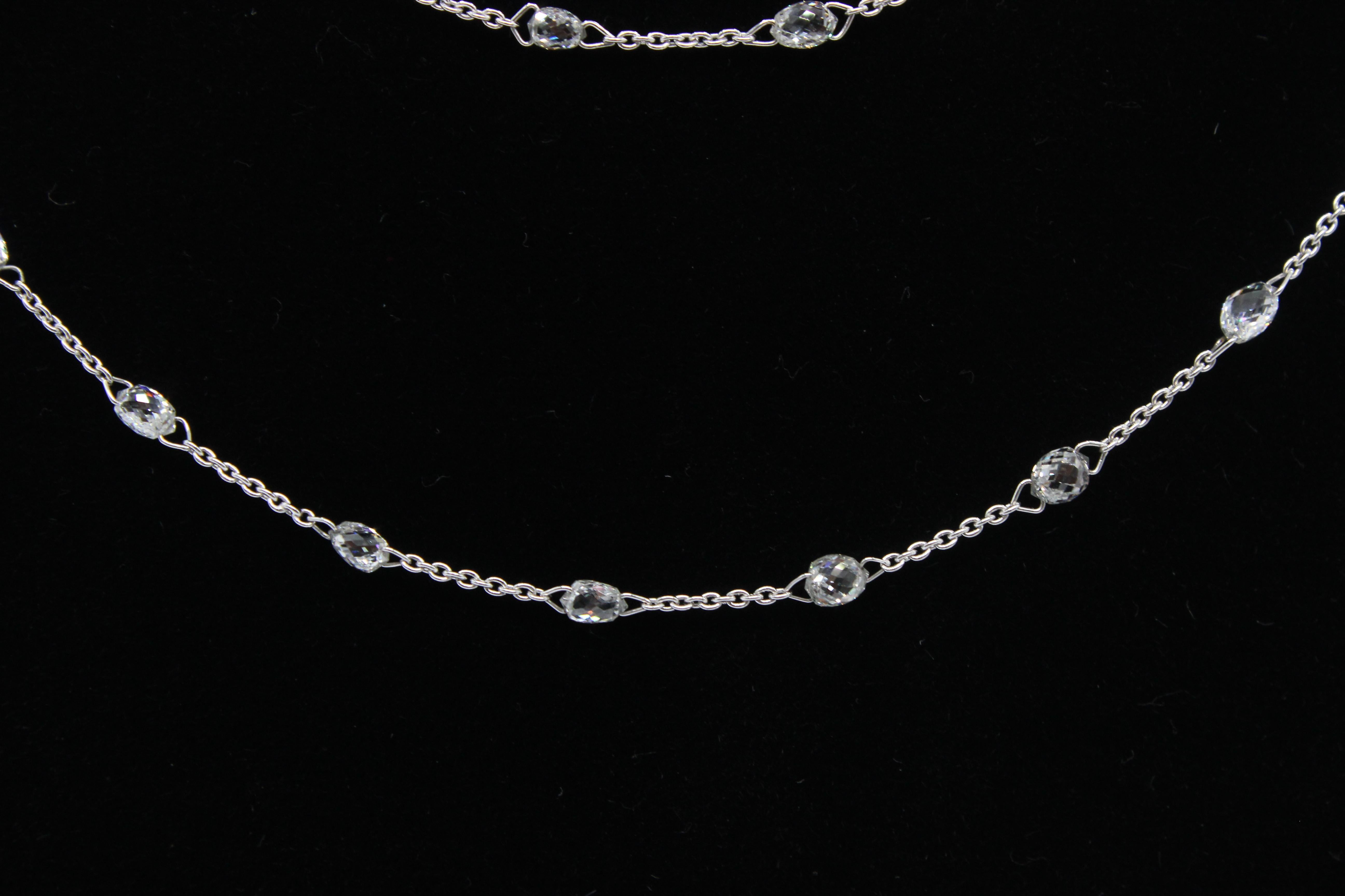 PANIM  10 Carat Diamond Briolette 18 Karat White Gold Necklace For Sale 6