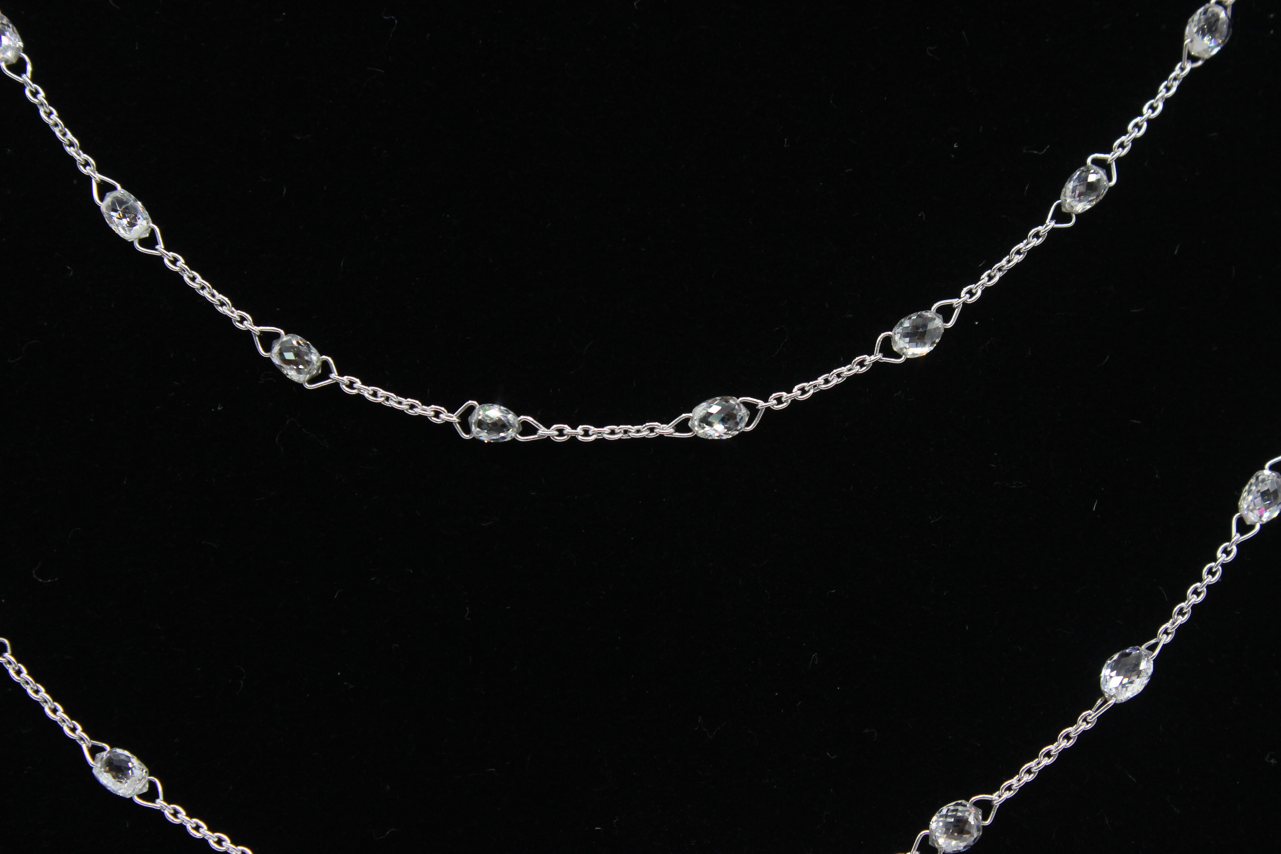 PANIM  10 Carat Diamond Briolette 18 Karat White Gold Necklace For Sale 7