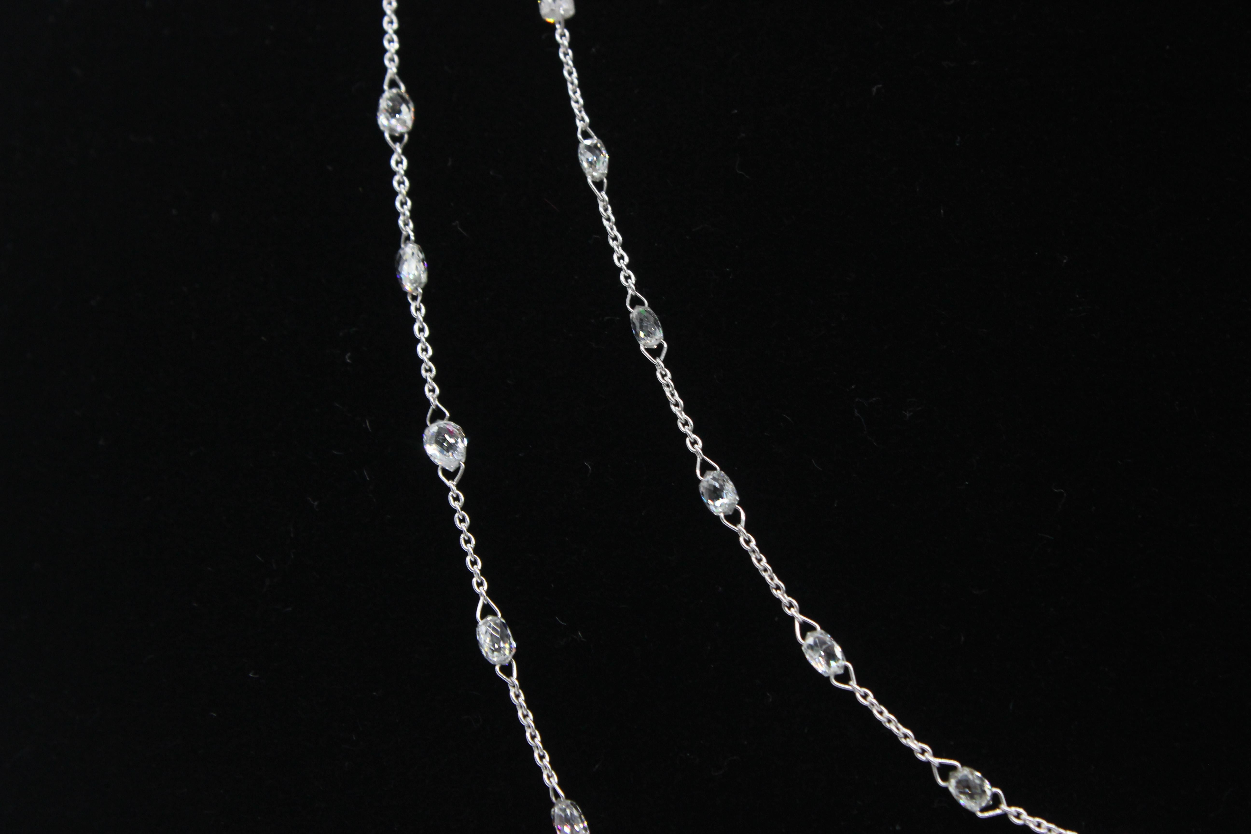 PANIM  10 Carat Diamond Briolette 18 Karat White Gold Necklace For Sale 8