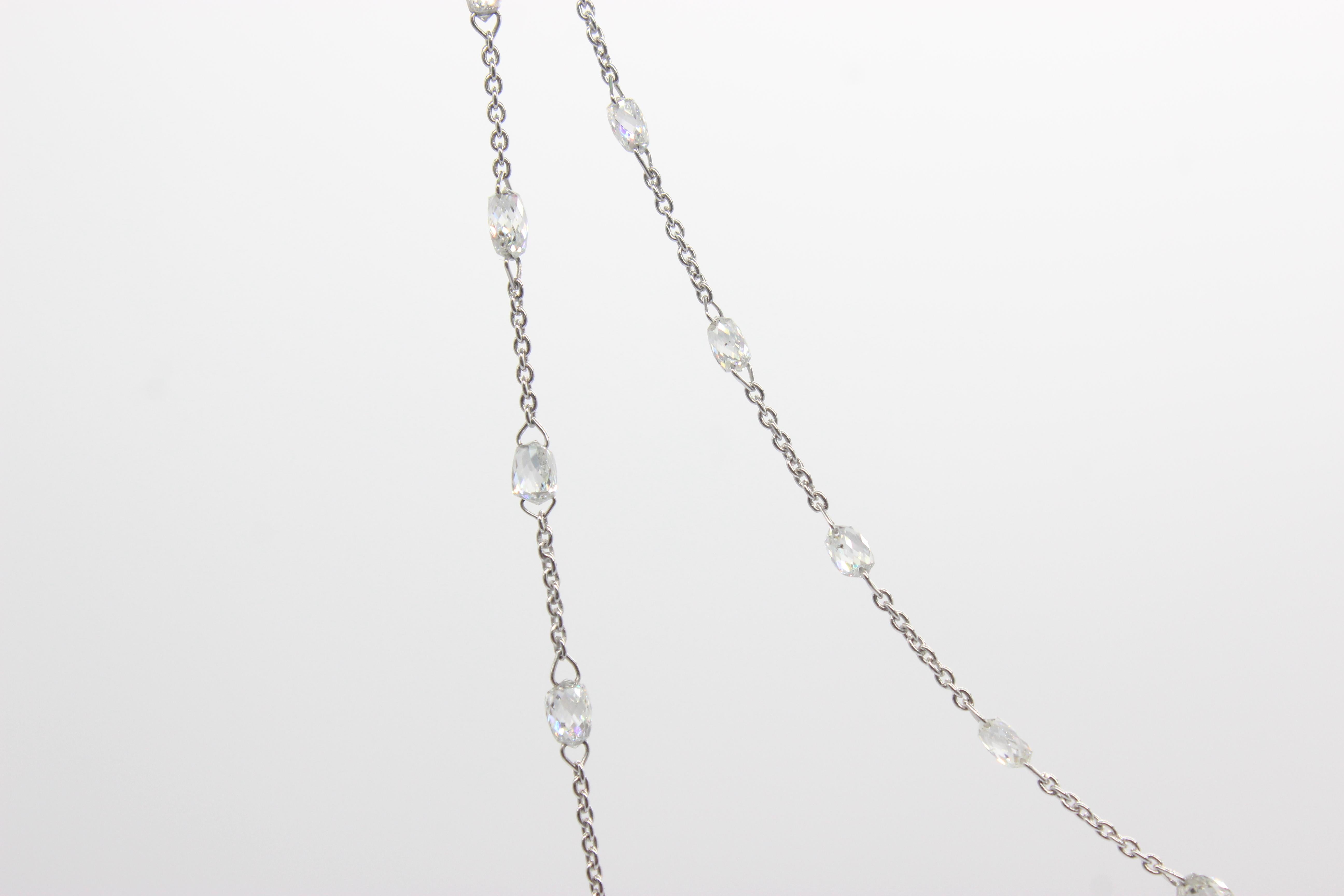 Modern PANIM  10 Carat Diamond Briolette 18 Karat White Gold Necklace For Sale