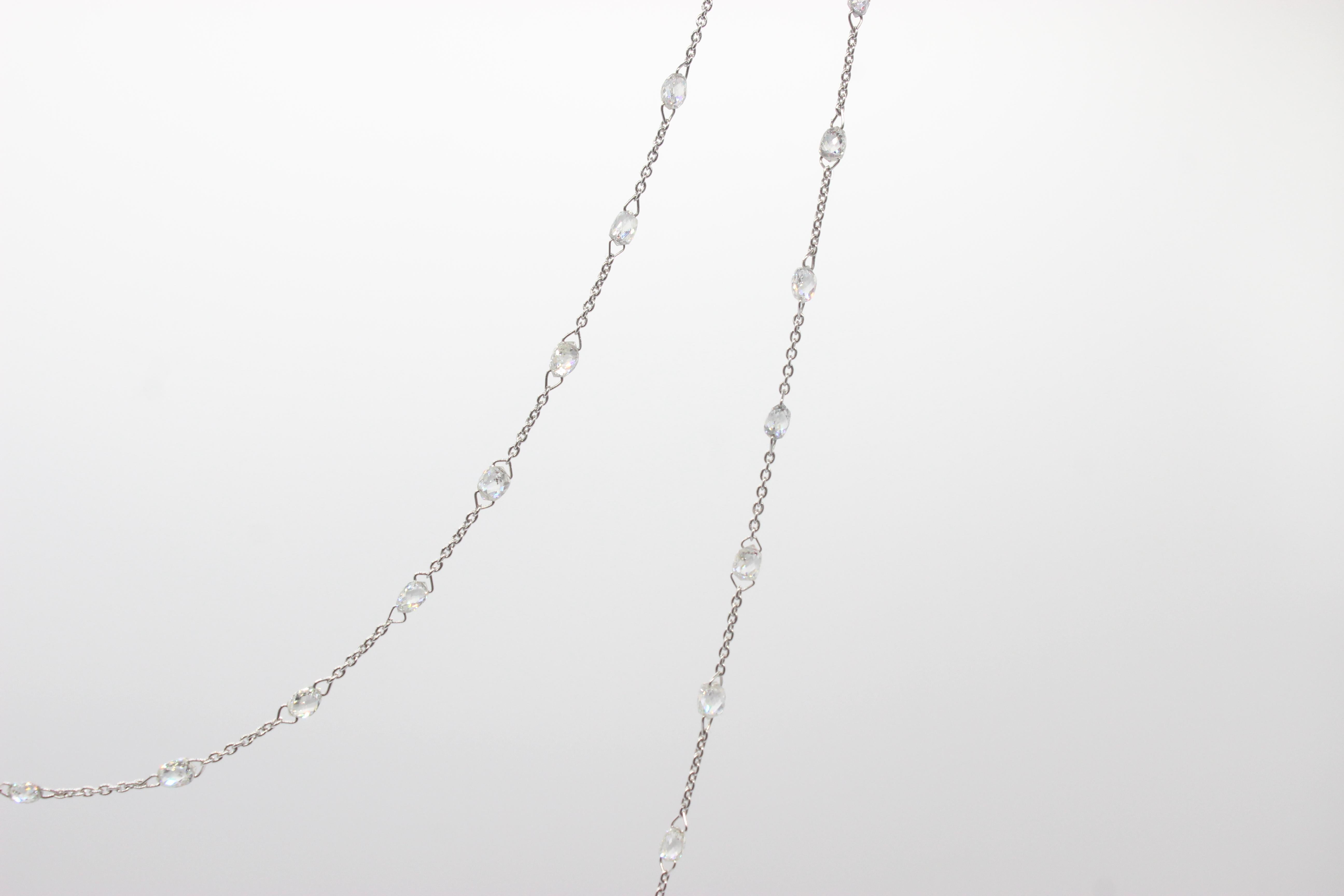 Briolette Cut PANIM  10 Carat Diamond Briolette 18 Karat White Gold Necklace For Sale