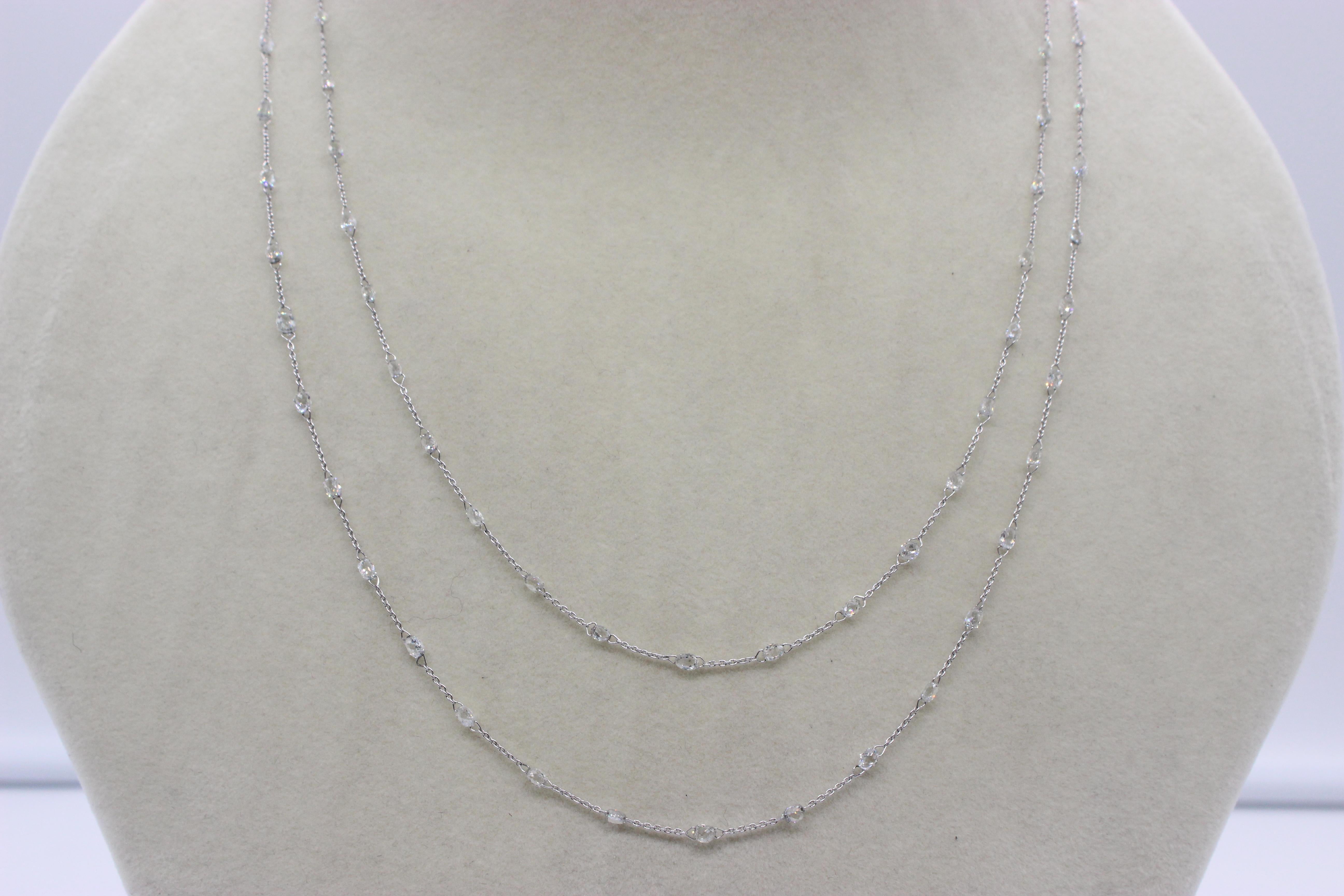 PANIM  10 Carat Diamond Briolette 18 Karat White Gold Necklace In New Condition For Sale In Tsim Sha Tsui, Hong Kong