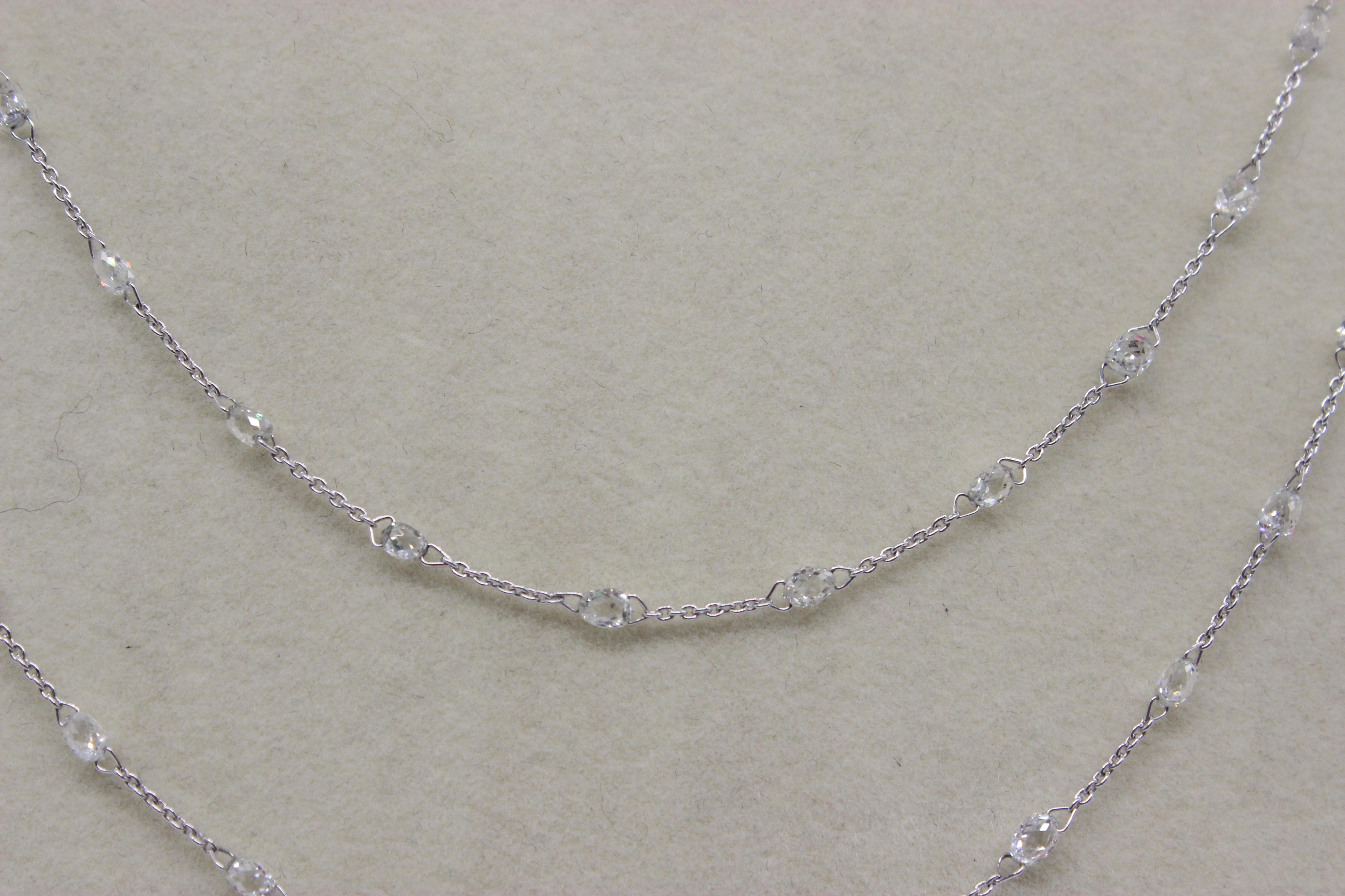Women's or Men's PANIM  10 Carat Diamond Briolette 18 Karat White Gold Necklace For Sale