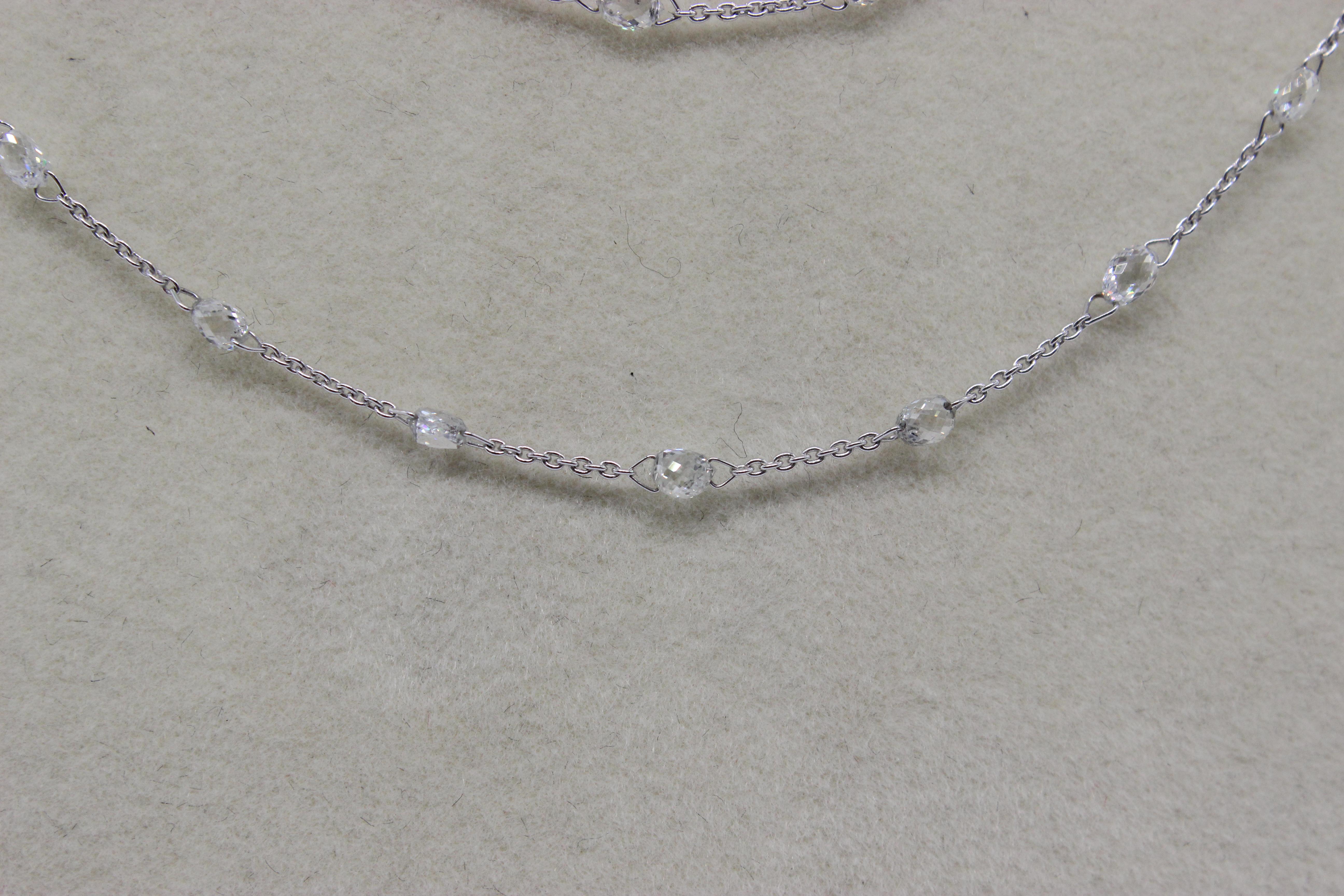 PANIM  10 Carat Diamond Briolette 18 Karat White Gold Necklace For Sale 1
