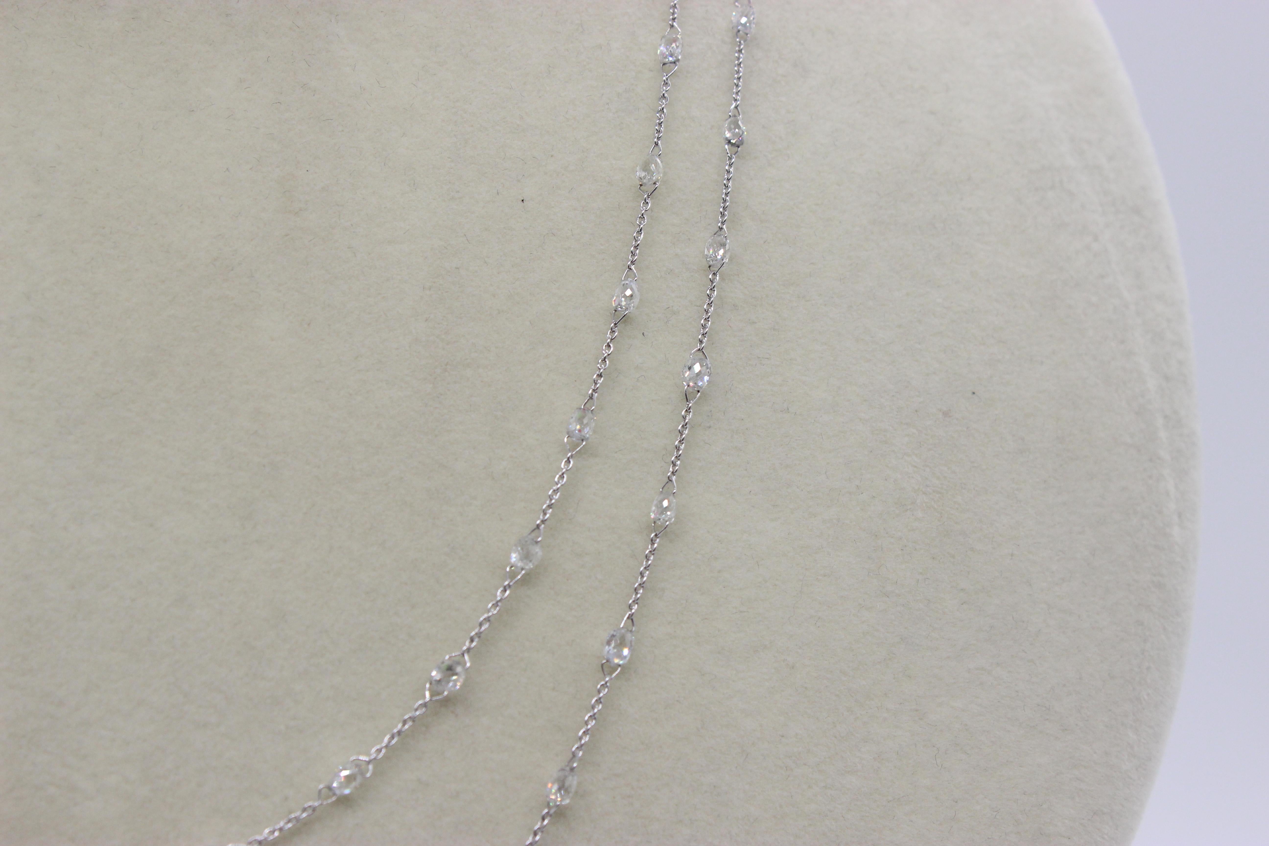 PANIM  10 Carat Diamond Briolette 18 Karat White Gold Necklace For Sale 2