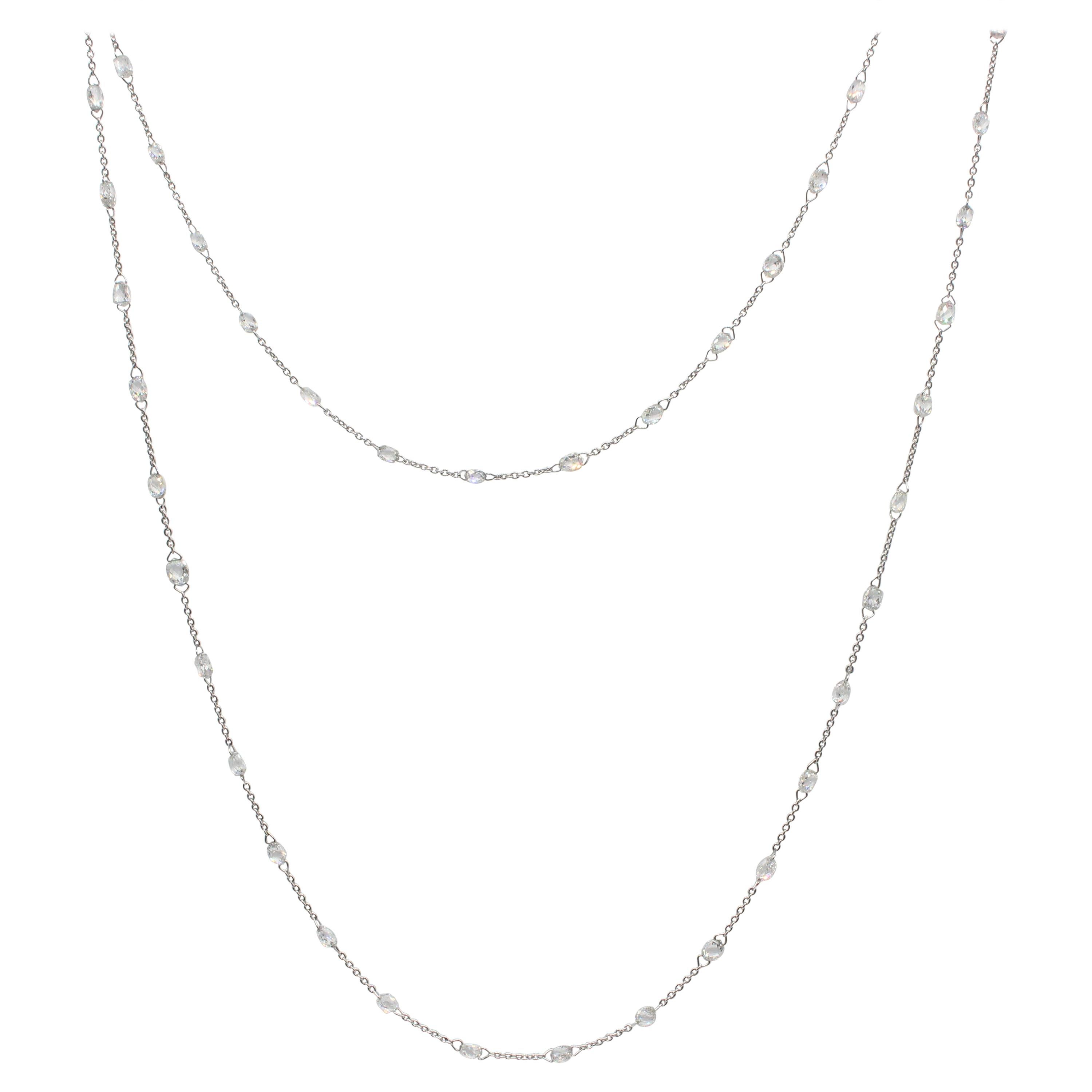 0.10 Carat Diamond 18 Karat White Gold Station Necklace at 1stDibs