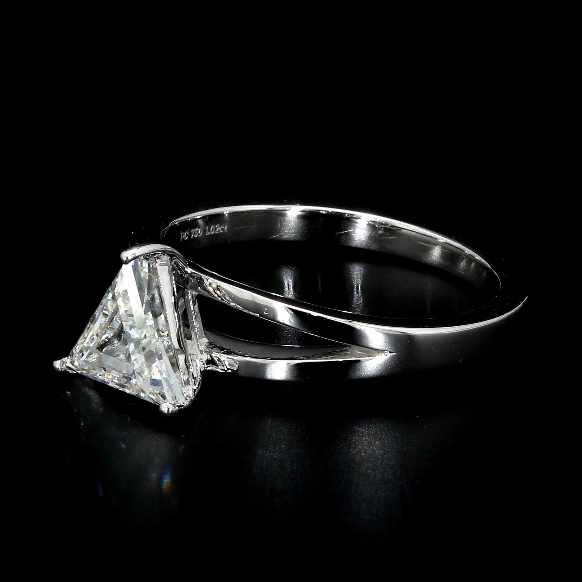 Trillion Cut PANIM 1.02 Carat Classic Solitaire Diamond and White Gold Engagement Ring For Sale