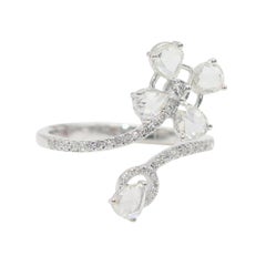 PANIM 1.03 Carat Floral Ring with Diamond Rosecut in 18K White Gold