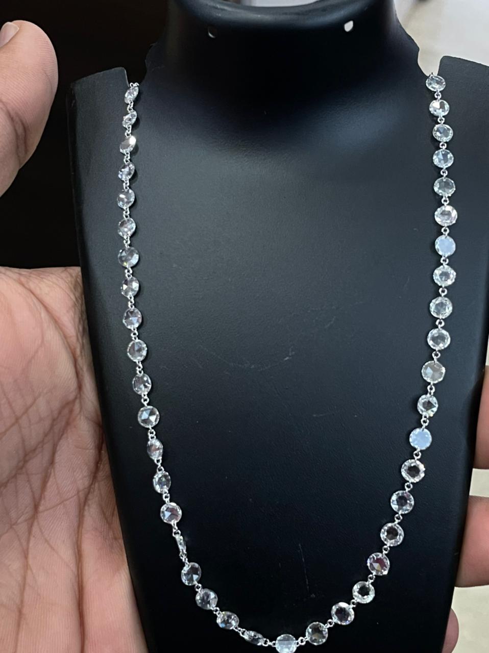 PANIM 10.95cts Rosecut Diamond Necklace in 18 Karat White Gold For Sale 4