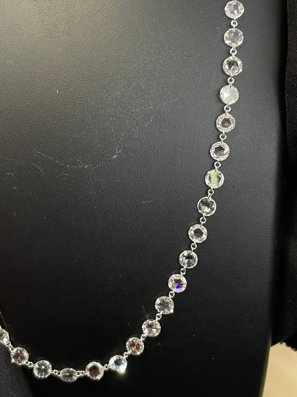 Edwardian PANIM 10.95cts Rosecut Diamond Necklace in 18 Karat White Gold For Sale