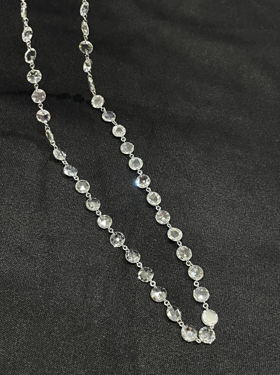PANIM 10.95cts Rosecut Diamond Necklace in 18 Karat White Gold In New Condition For Sale In Tsim Sha Tsui, Hong Kong