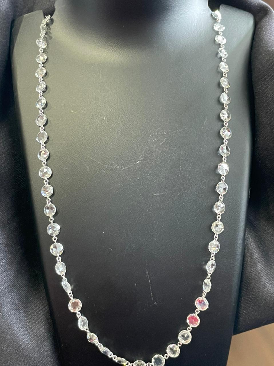 PANIM 10.95cts Rosecut Diamond Necklace in 18 Karat White Gold For Sale 1