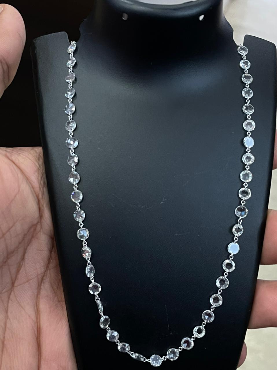 PANIM 10.95cts Rosecut Diamond Necklace in 18 Karat White Gold For Sale 3
