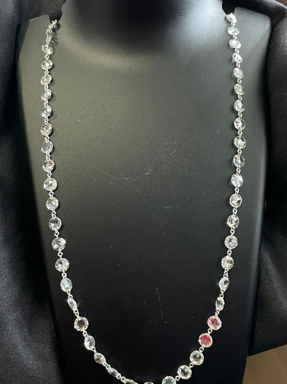PANIM 10.95cts Rosecut Diamond Necklace in 18 Karat White Gold

In this necklace rosecut diamonds are evenly spaced on a white gold chain. This is a piece that can be worn everyday, alone or layered with other necklaces.

18K White Gold
10.95 cts