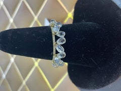 PANIM 10pcs Diamond Briolette Dangling Ring 18 Karat White Gold