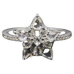 PANIM  1.14 Carat Diamond Rosecut 18K White Gold Snowflake Ring