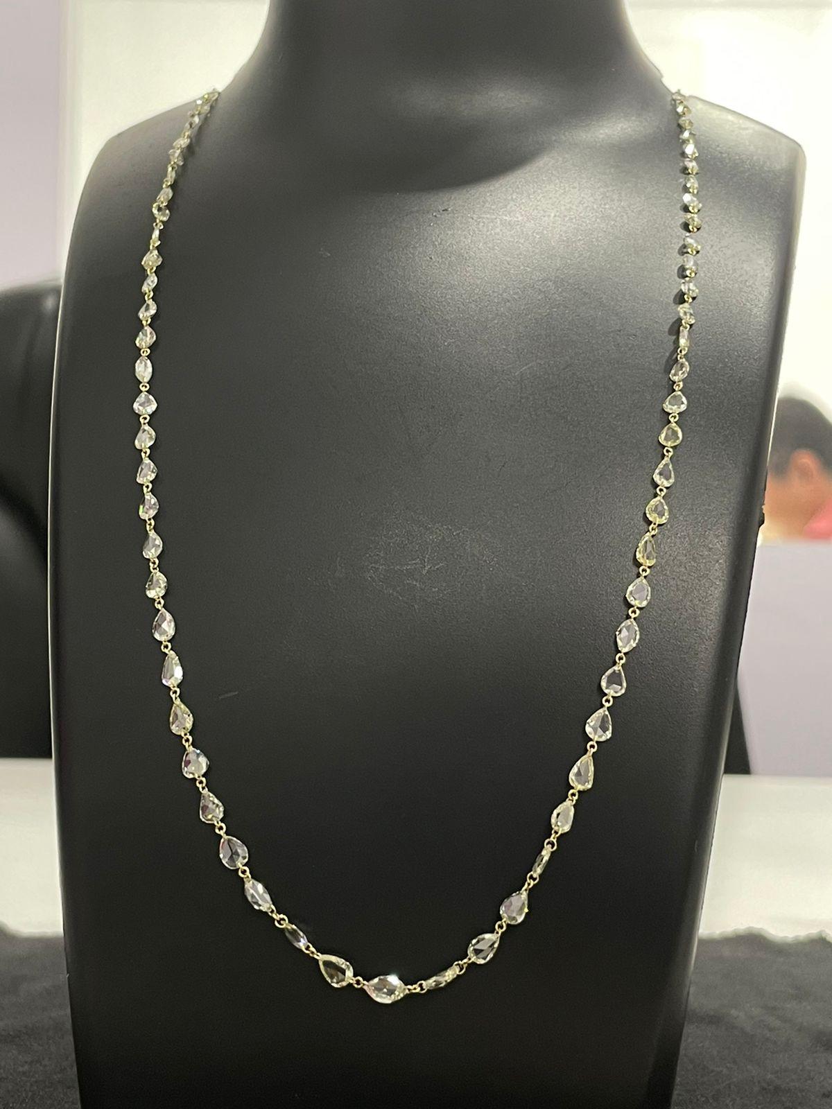 PANIM 11.43 Cts Fancy Rosecut Diamond Necklace in 18 Karat White Gold For Sale 3