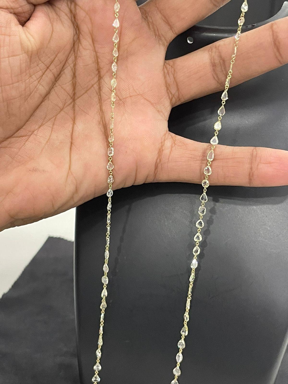 PANIM 11.43 Cts Fancy Rosecut Diamond Necklace in 18 Karat White Gold For Sale 4