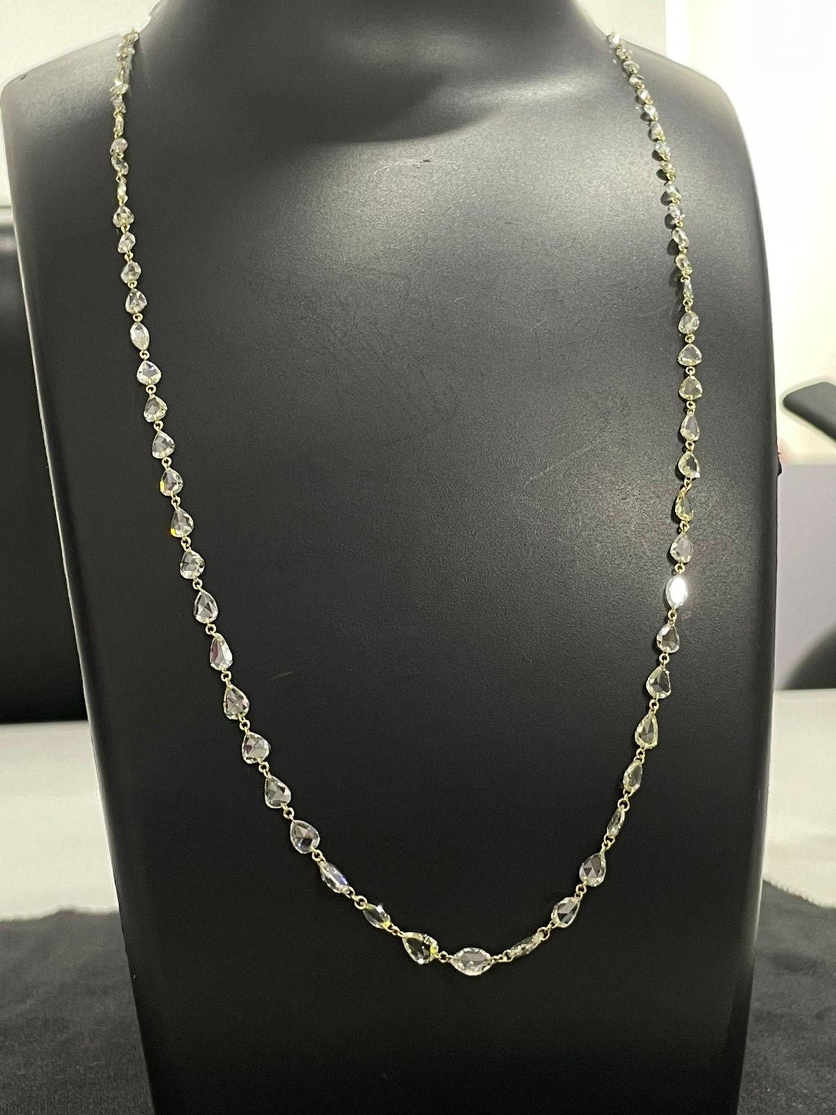 PANIM 11.43 Cts Fancy Rosecut Diamond Necklace in 18 Karat White Gold For Sale 5