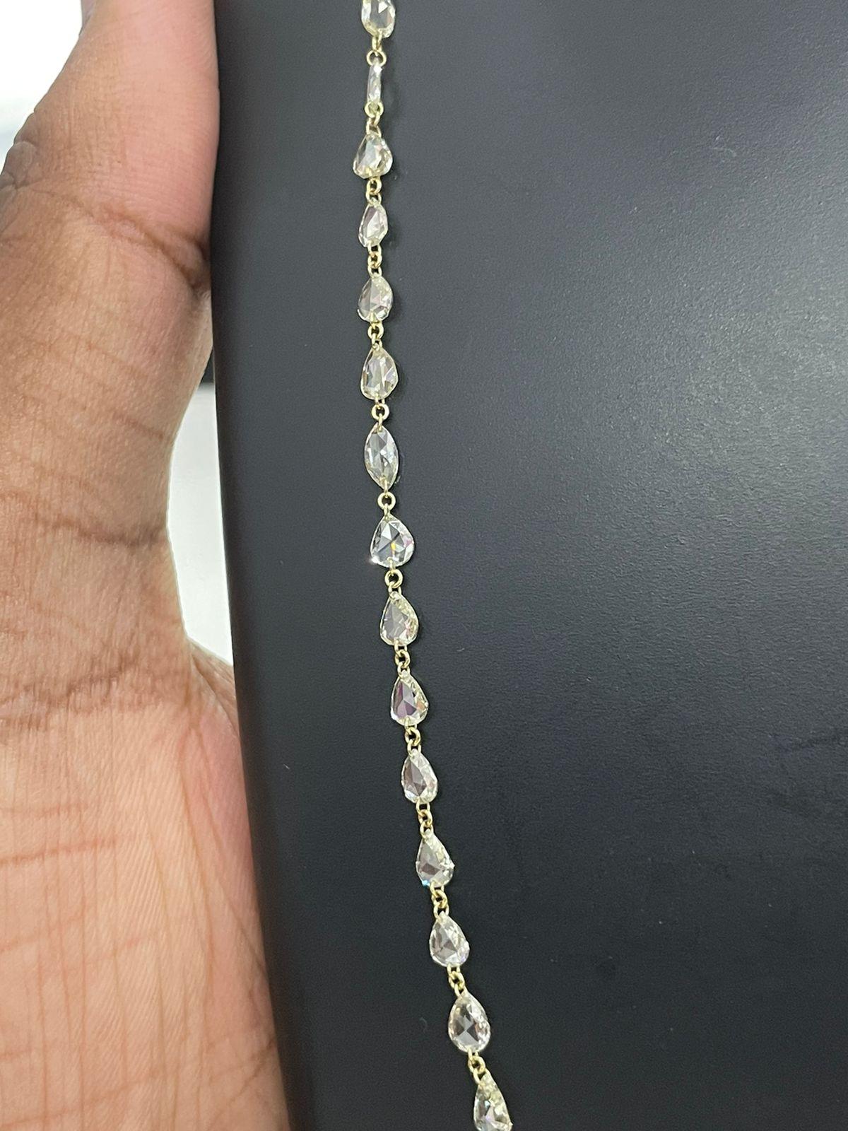 Panim 11.43 cts Fancy Rosecut Diamond Necklace in 18 Karat White Gold

In this necklace rosecut diamonds are evenly spaced on a white gold chain. This is a piece that can be worn everyday, alone or layered with other necklaces.

18K White Gold
11.43