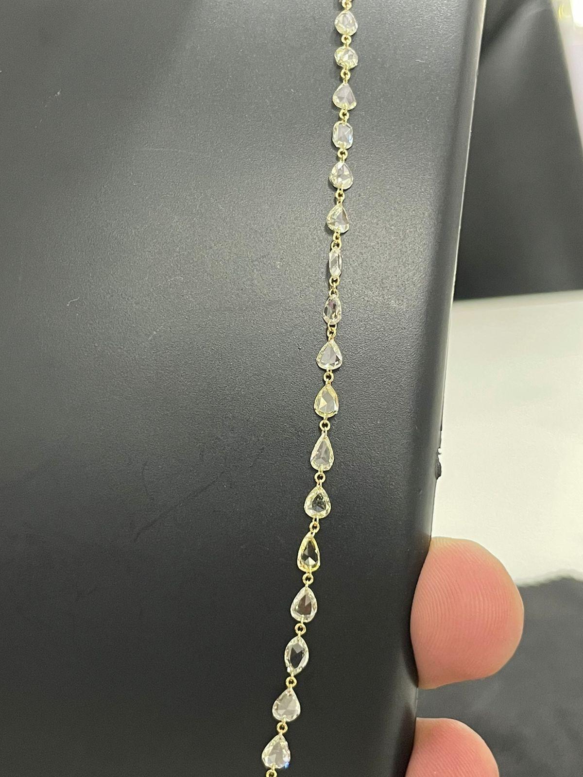 Taille rose PANIM Collier de diamants fantaisie taille rose 11,43 carats en or blanc 18 carats en vente