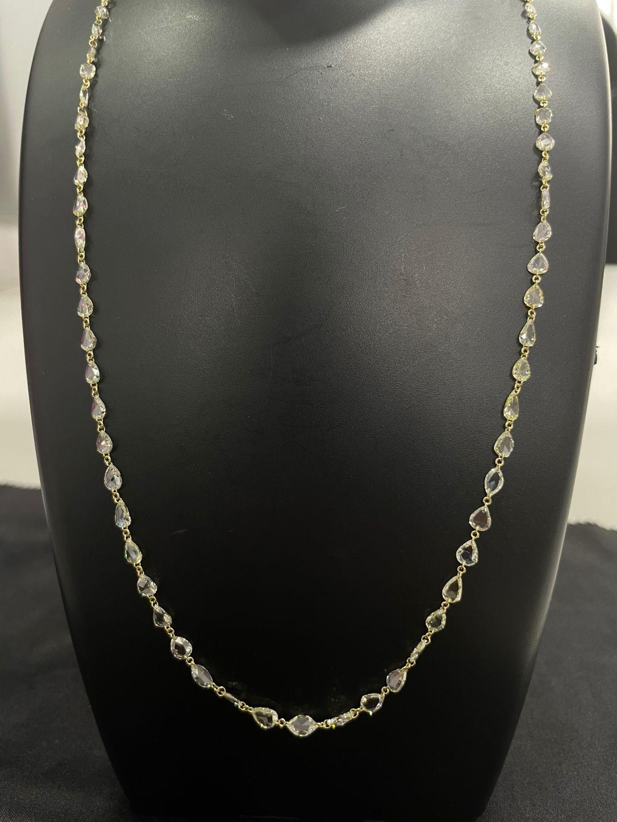 PANIM 11.43 Cts Fancy Rosecut Diamond Necklace in 18 Karat White Gold In New Condition For Sale In Tsim Sha Tsui, Hong Kong