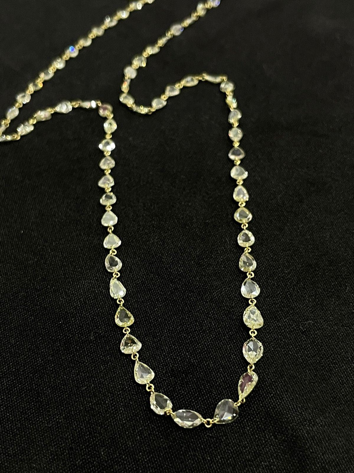 Women's PANIM 11.43 Cts Fancy Rosecut Diamond Necklace in 18 Karat White Gold For Sale