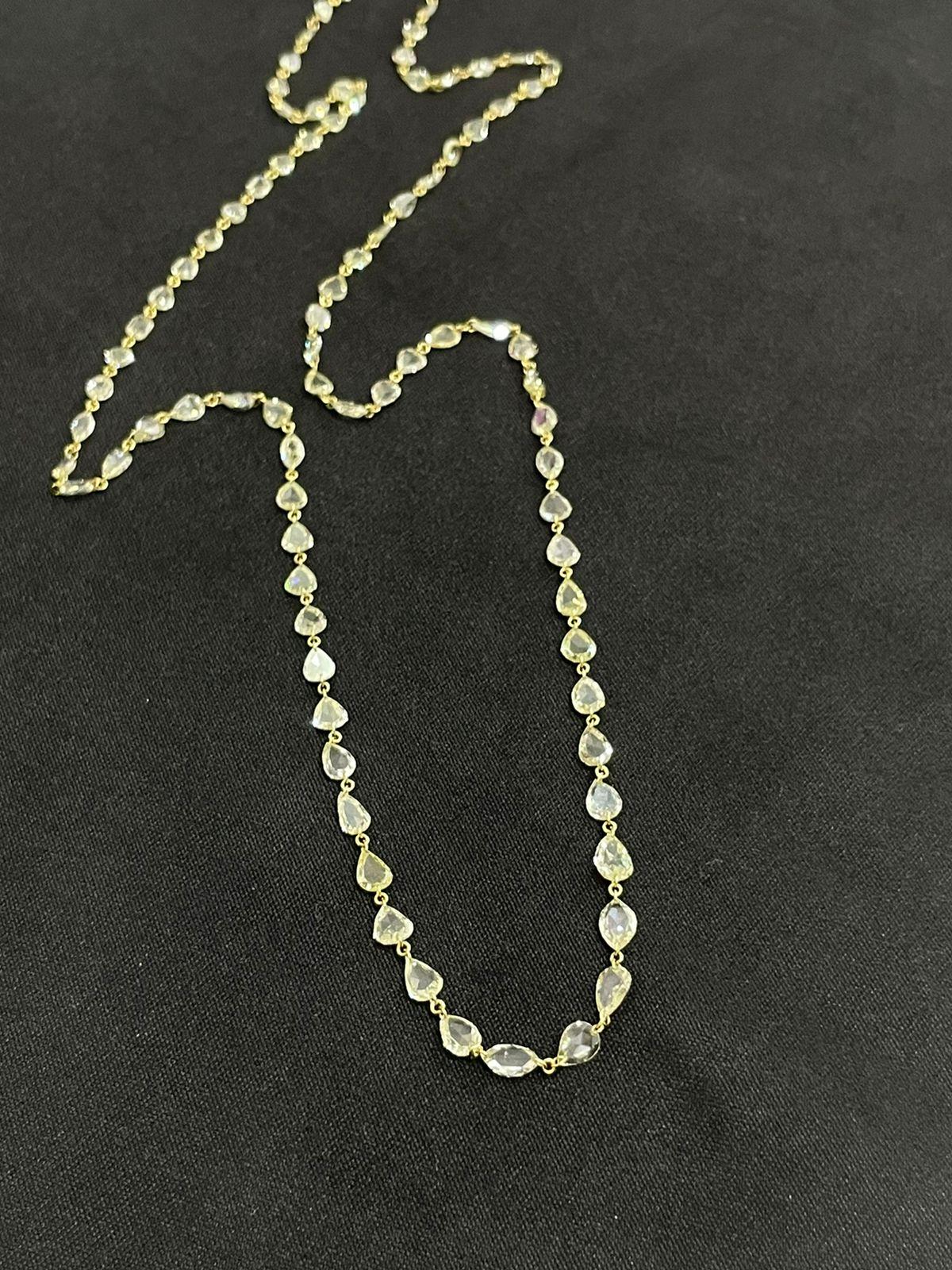 PANIM 11.43 Cts Fancy Rosecut Diamond Necklace in 18 Karat White Gold For Sale 1