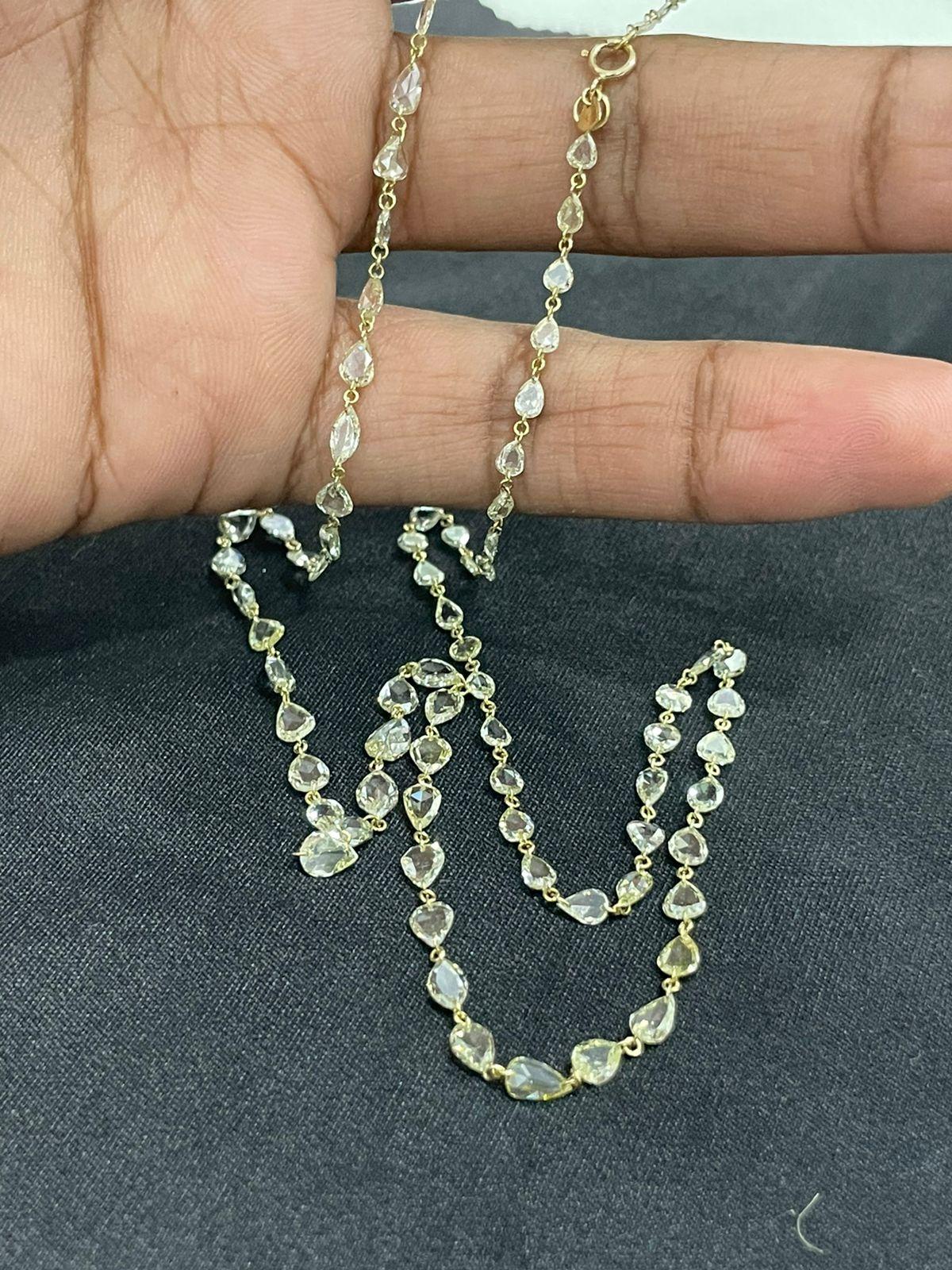 PANIM 11.43 Cts Fancy Rosecut Diamond Necklace in 18 Karat White Gold For Sale 2