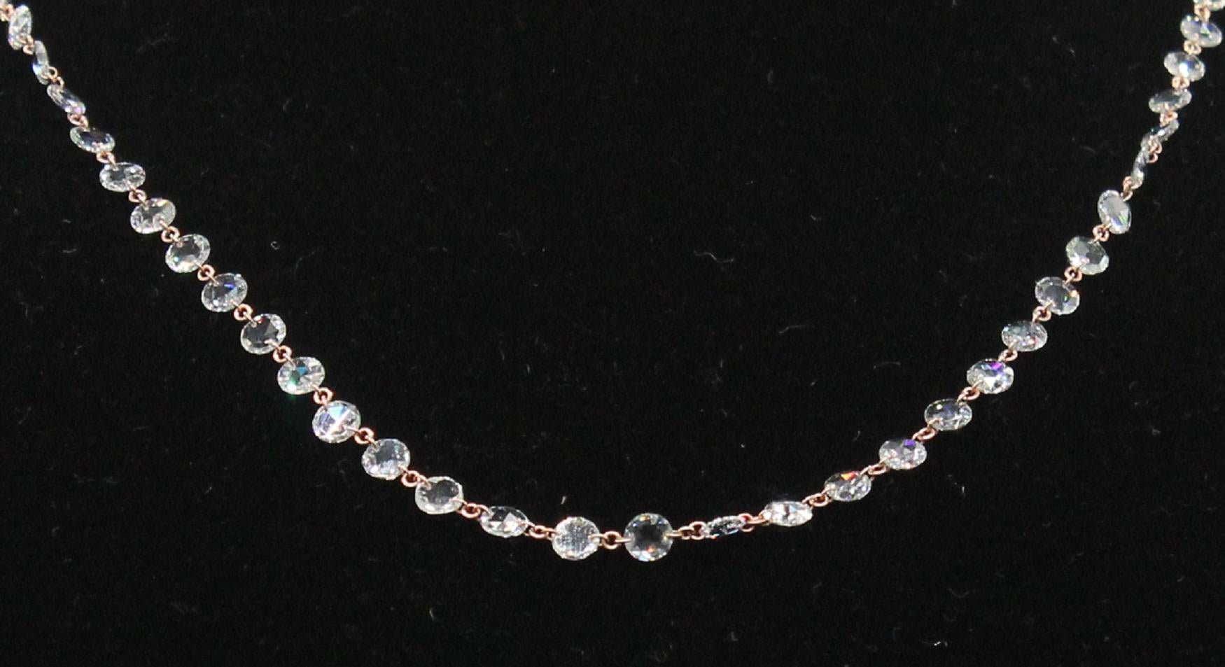 Modern PANIM 11.45 Carats Diamond Rosecut 18K White Gold Choker Necklace For Sale