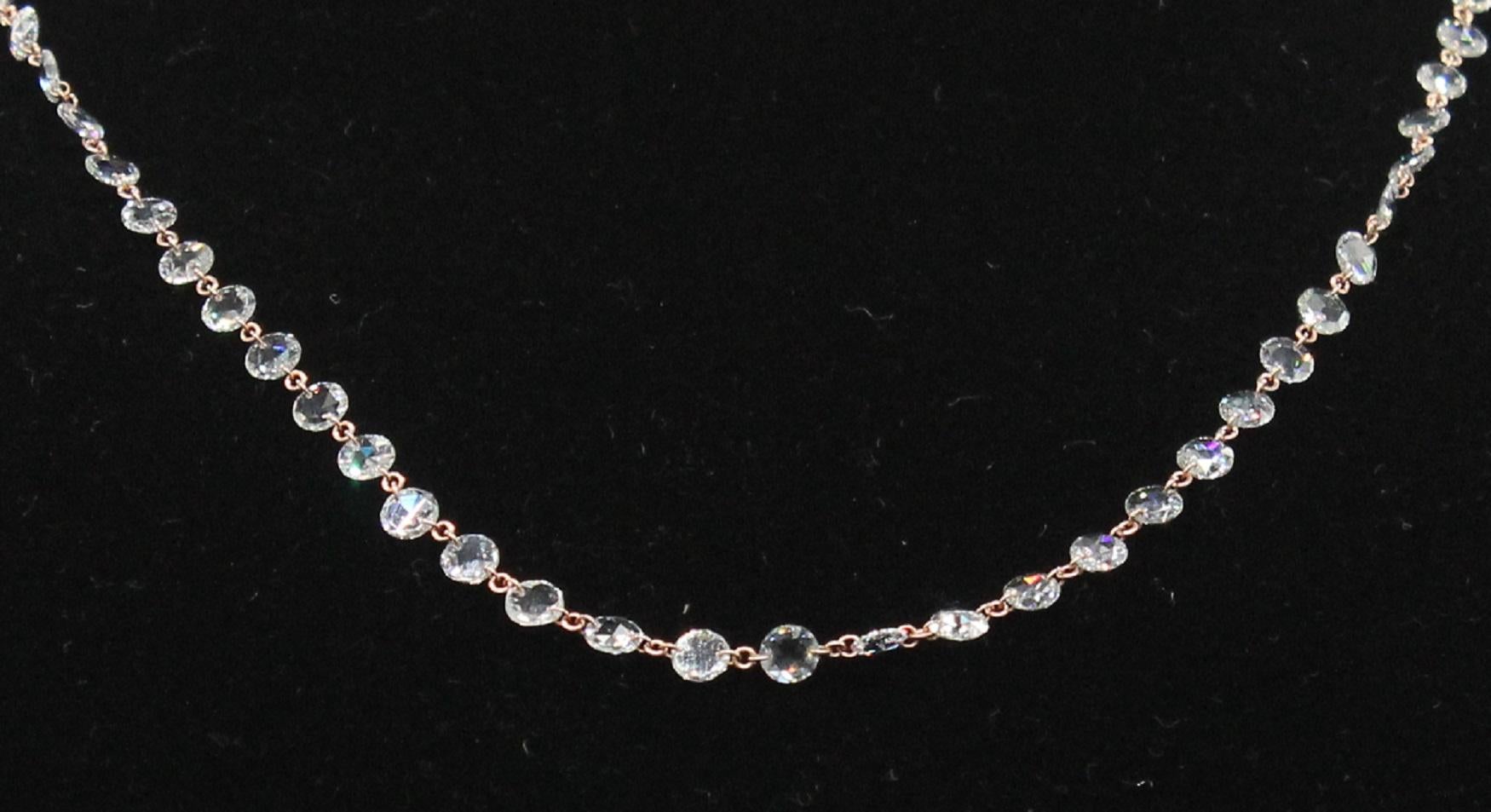 Modern PANIM 11.45 Carats Diamond Rosecut 18K White Gold Choker Necklace For Sale