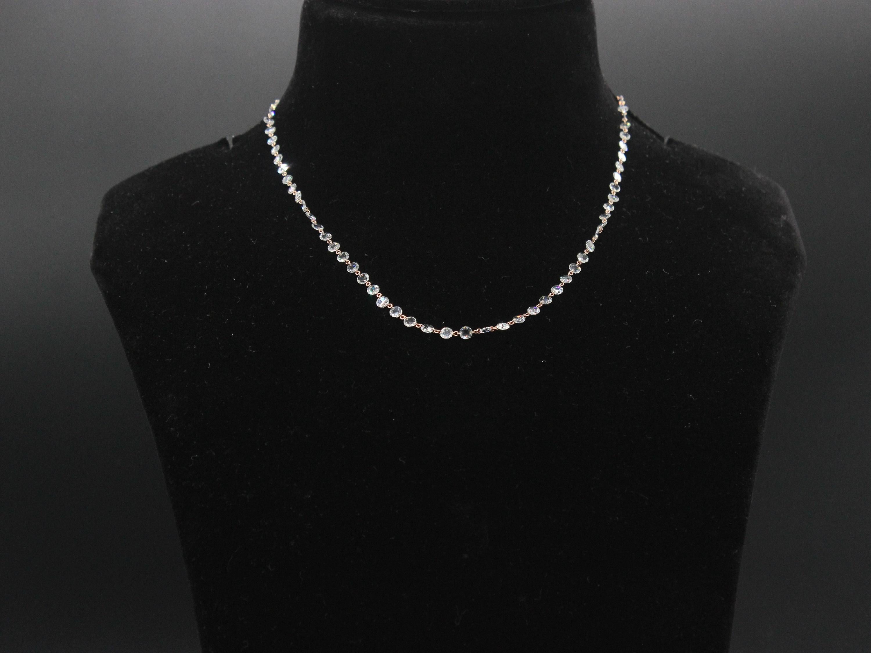 Rose Cut PANIM 11.45 Carats Diamond Rosecut 18K White Gold Choker Necklace For Sale