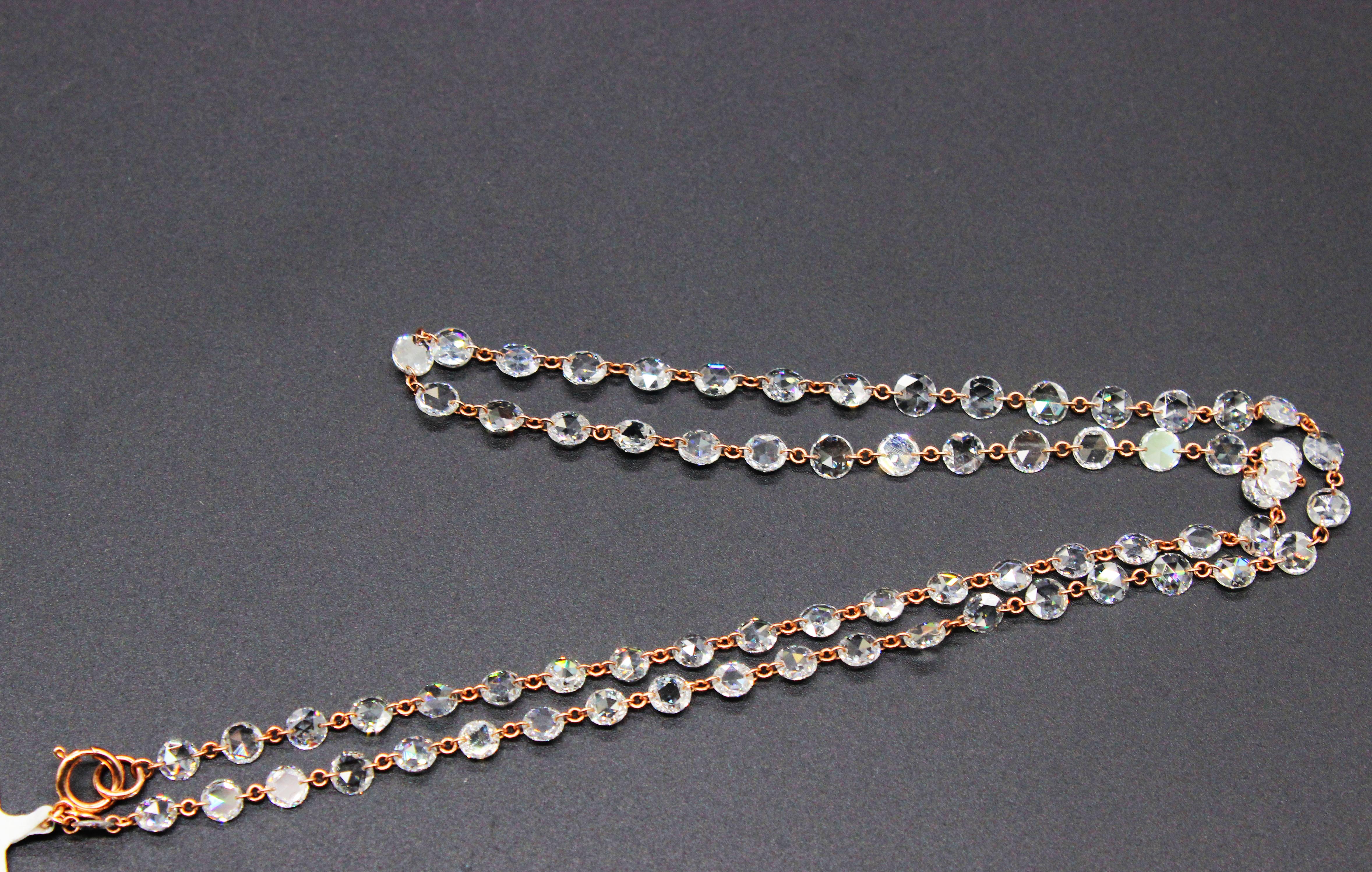 PANIM 11,45 Karat Diamant-Halskette aus 18 Karat Weißgold mit Rosenschliff für Damen oder Herren im Angebot